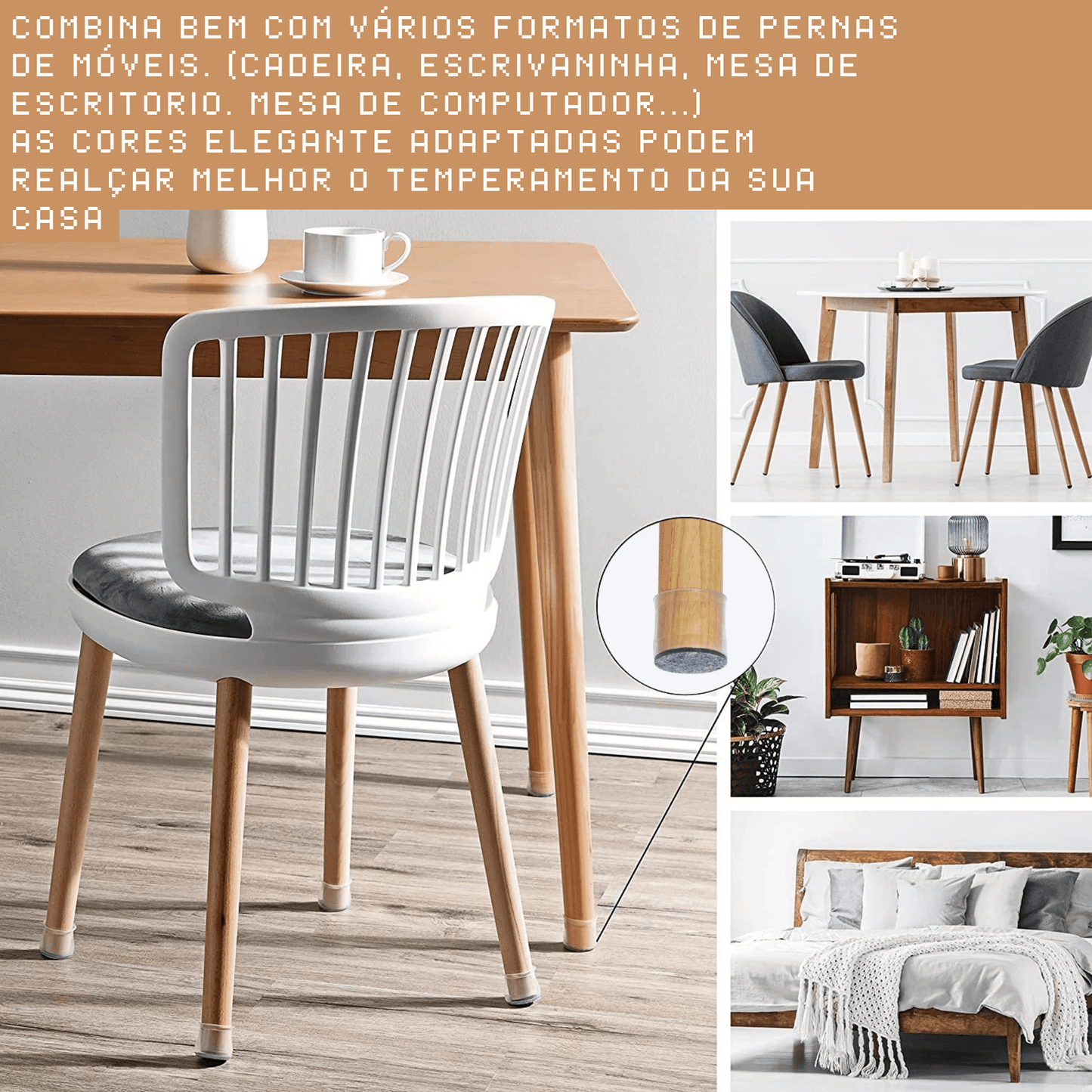 Tampa Para Pernas de Moveis - 16 Unidades - CasaPé®